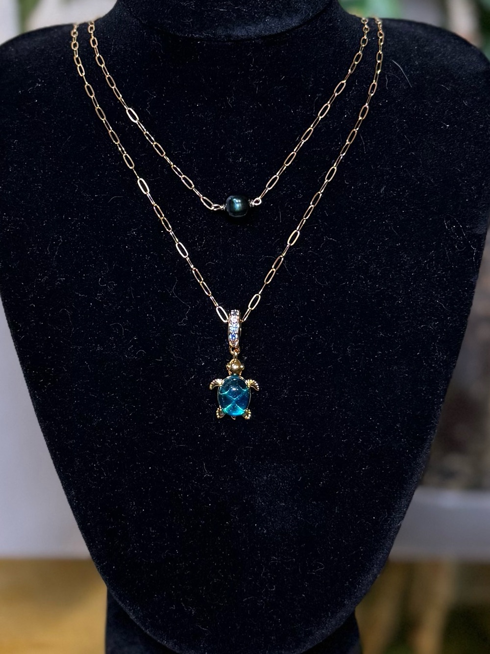 18K Gold Filled Turtle Pendant, with Real Saltwater Pearl- ‼️HANDMADE‼️ - Picture 3 of 9